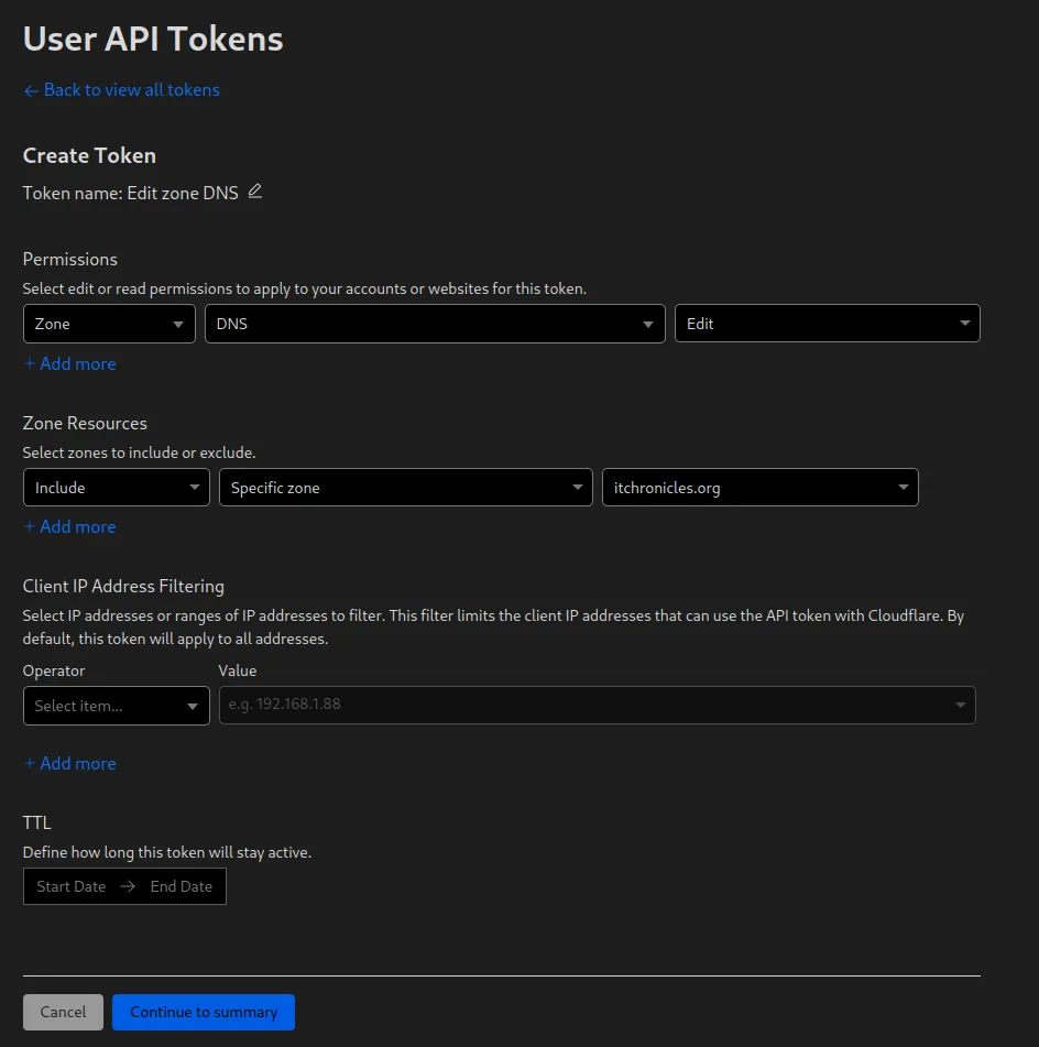 Configure Cloudflare Token